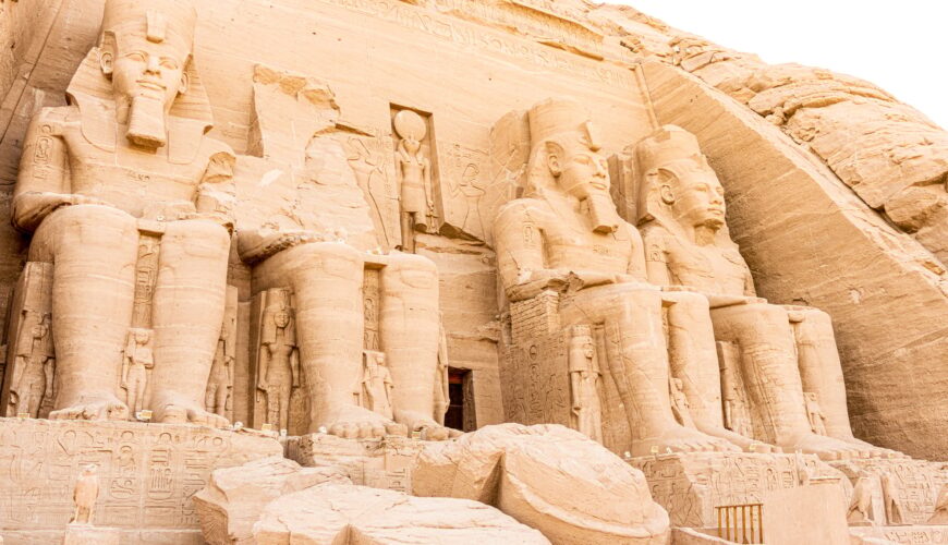 Statues at the entrance of the temple of Abu Simbel
